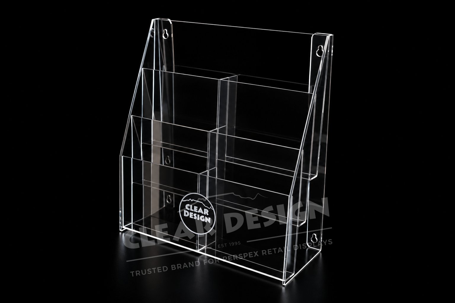 Six Pocket Stepped Professional Brochure Holder